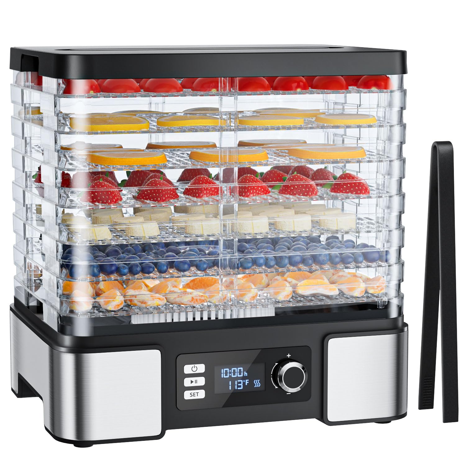 Food Dehydrator Machine Dryer For Jerky: Stainless Steel Dehydrater For Fruit Herb   Digital Food Drier For Meat Beef Dehydratio